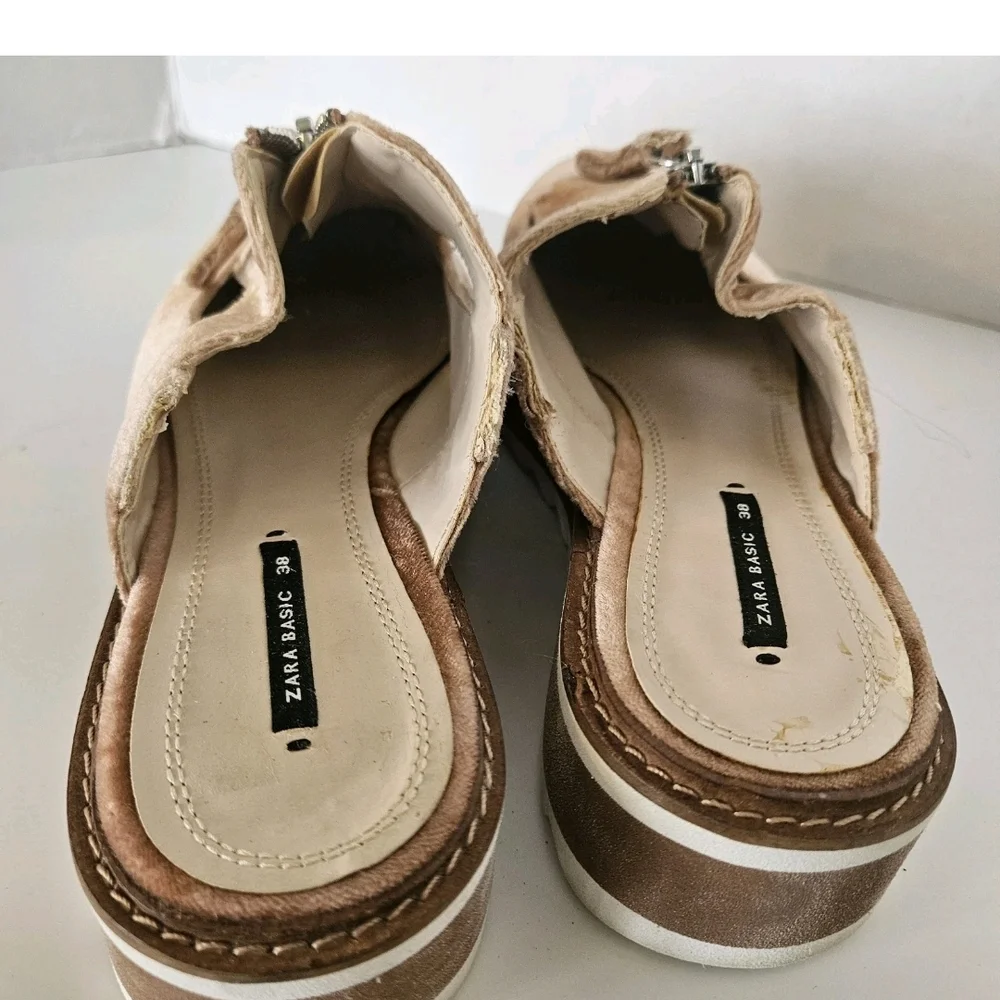 ZARA Womens Pink Velvet Slingback Brogues Shoes EU 38 US 7.5 - Picture 5 of 7